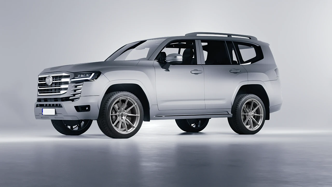 Toyota Land Cruiser 300 2022 on HRE Performance Wheels P104SC forged wheels, front three-quarter view