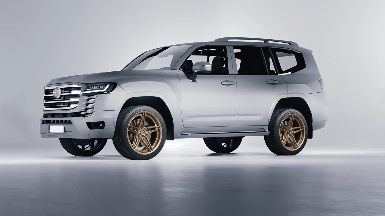 Toyota Land Cruiser 300 2022 on HRE Performance Wheels S107SC forged wheels, front three-quarter view