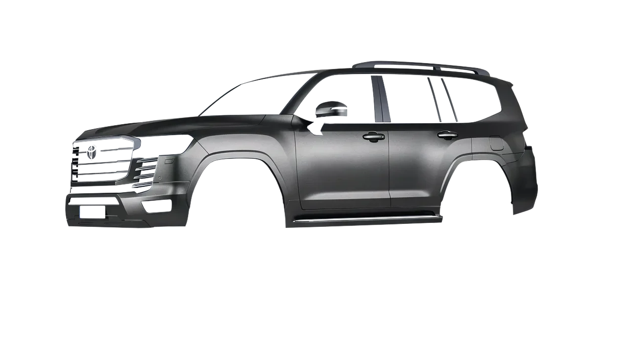 Toyota Land Cruiser 300 2022 wrapped in Black Rock Grey (Avery Dennison SW900-823-M), front three-quarter view