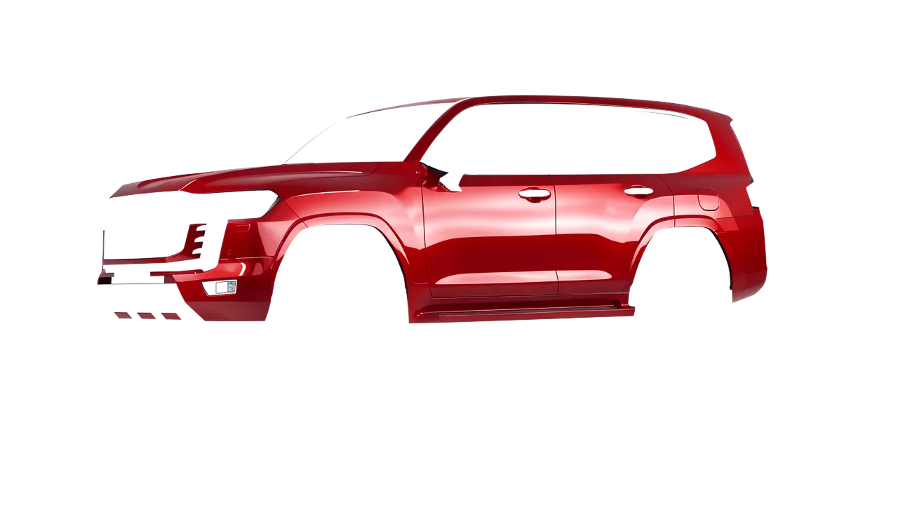 Toyota Land Cruiser GR Sport 2022 wrapped in Hot Rod Red (3M G13), front three-quarter view
