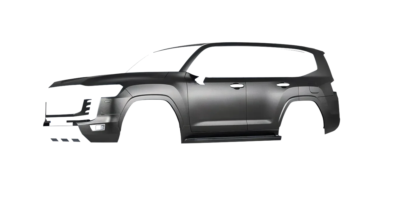Toyota Land Cruiser GR Sport 2022 wrapped in Black Rock Grey (Avery Dennison SW900-823-M), front three-quarter view