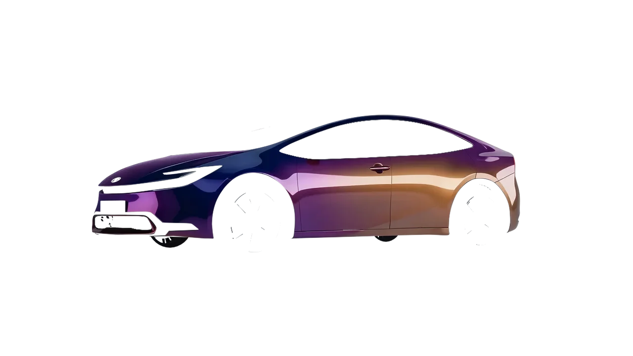Toyota Prius 2023 wrapped in Gloss Flip Deep Space (3M GP278), front three-quarter view