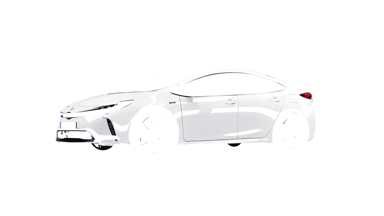 Toyota Prius 2023 wrapped in Gloss White (3M G10), front three-quarter view