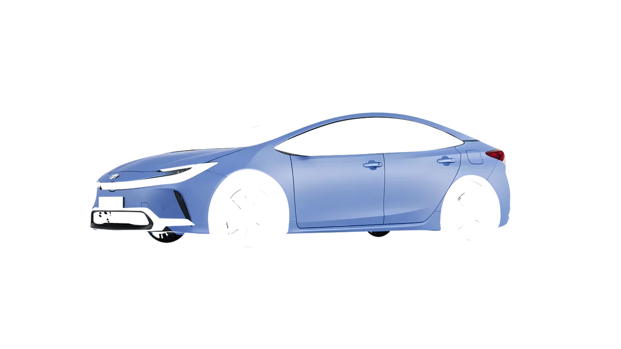 Toyota Prius 2023 wrapped in Dreamline Blue (Avery Dennison SW900-616-O), front three-quarter view