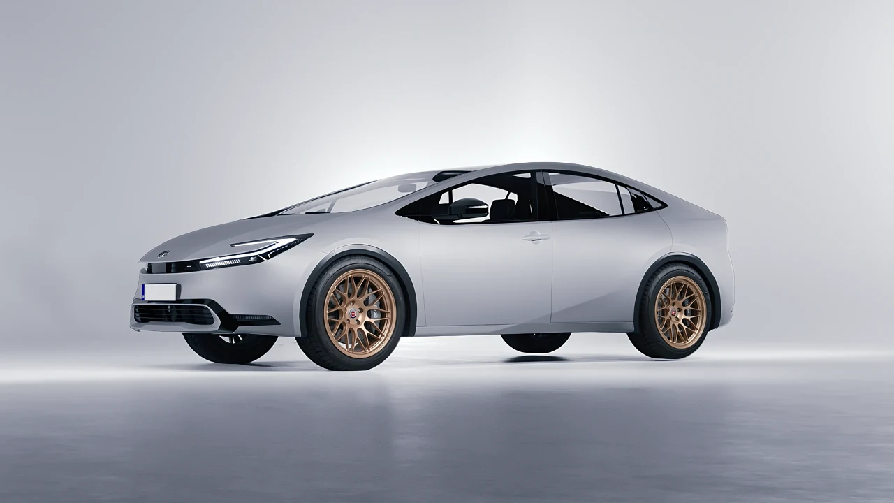 Toyota Prius 2023 on HRE Performance Wheels 300-GTS forged wheels, front three-quarter view