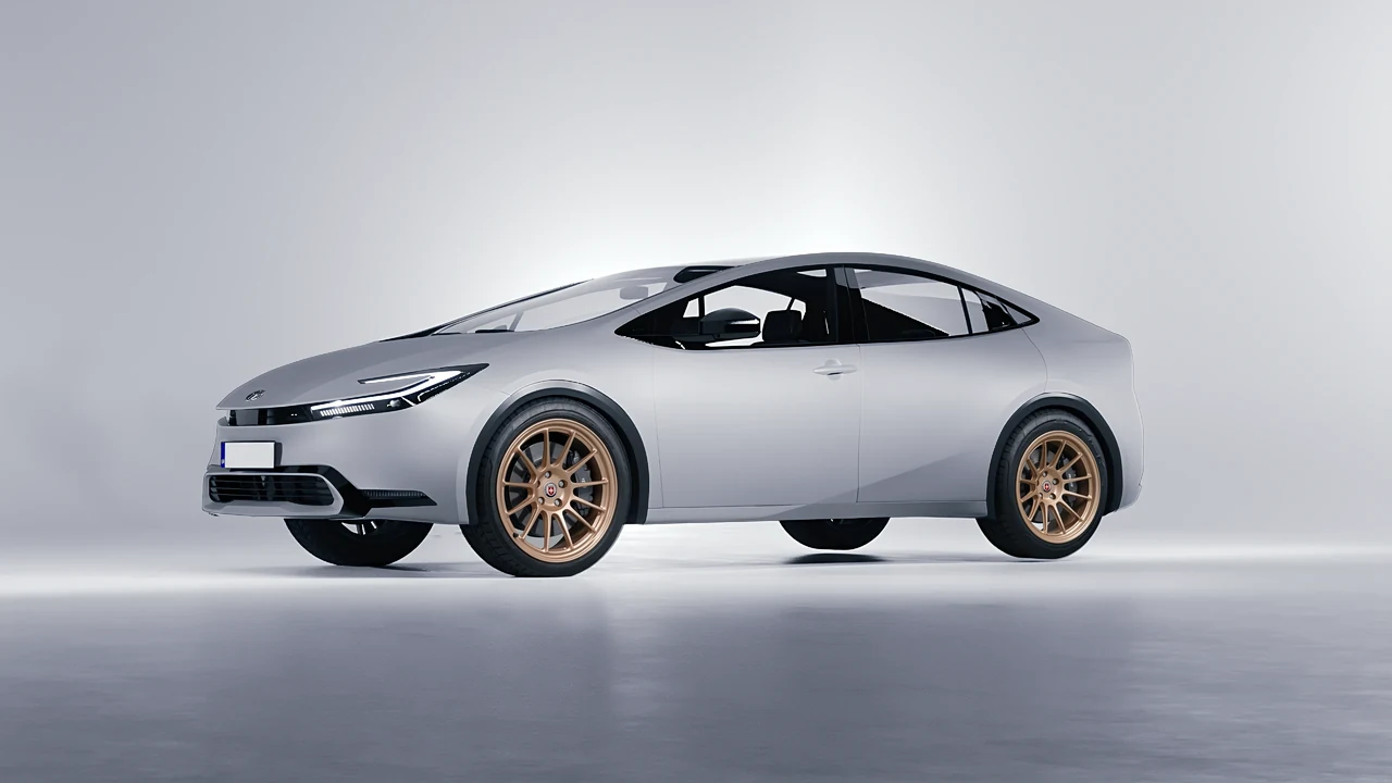 Toyota Prius 2023 on HRE Performance Wheels 313-GTS forged wheels, front three-quarter view