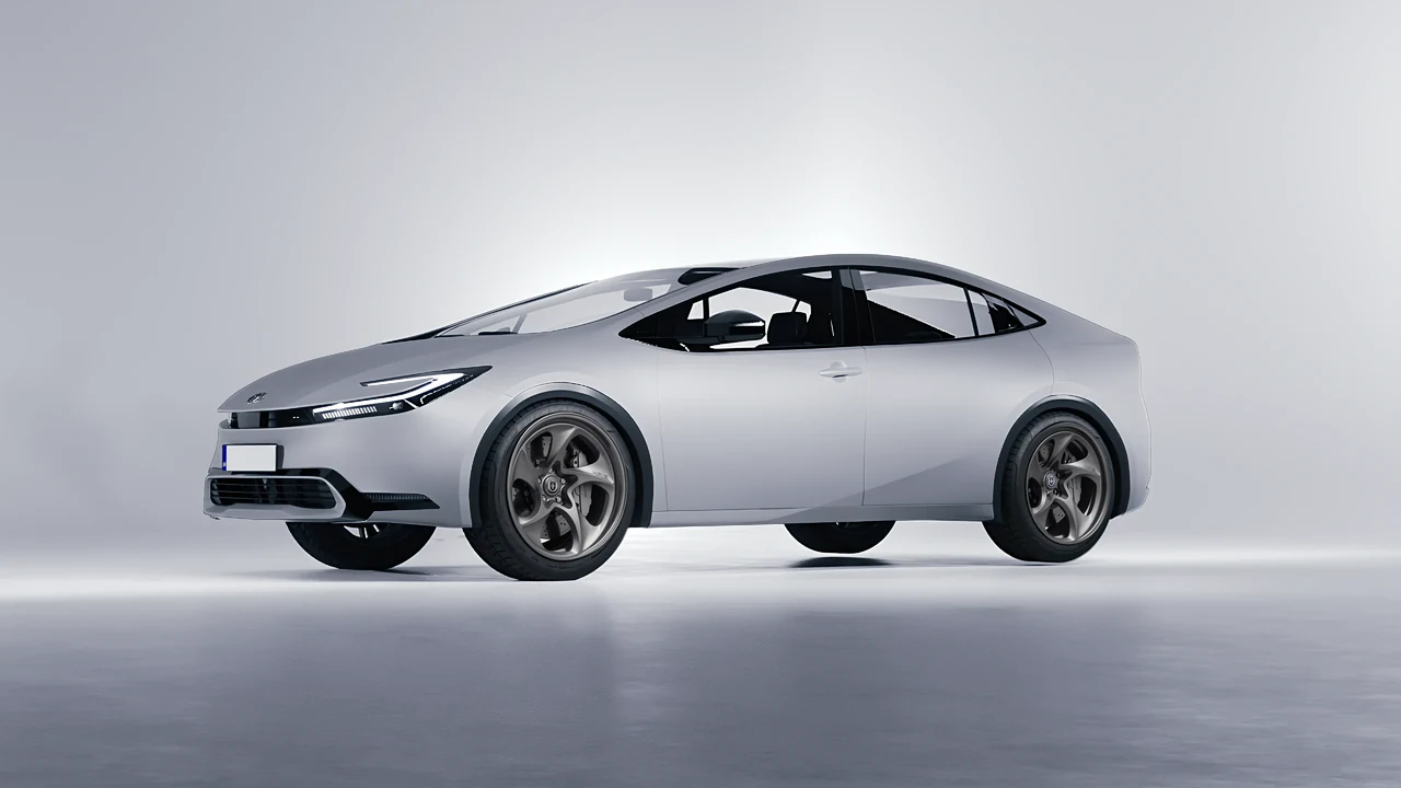 Toyota Prius 2023 on HRE Performance Wheels 522 forged wheels, front three-quarter view