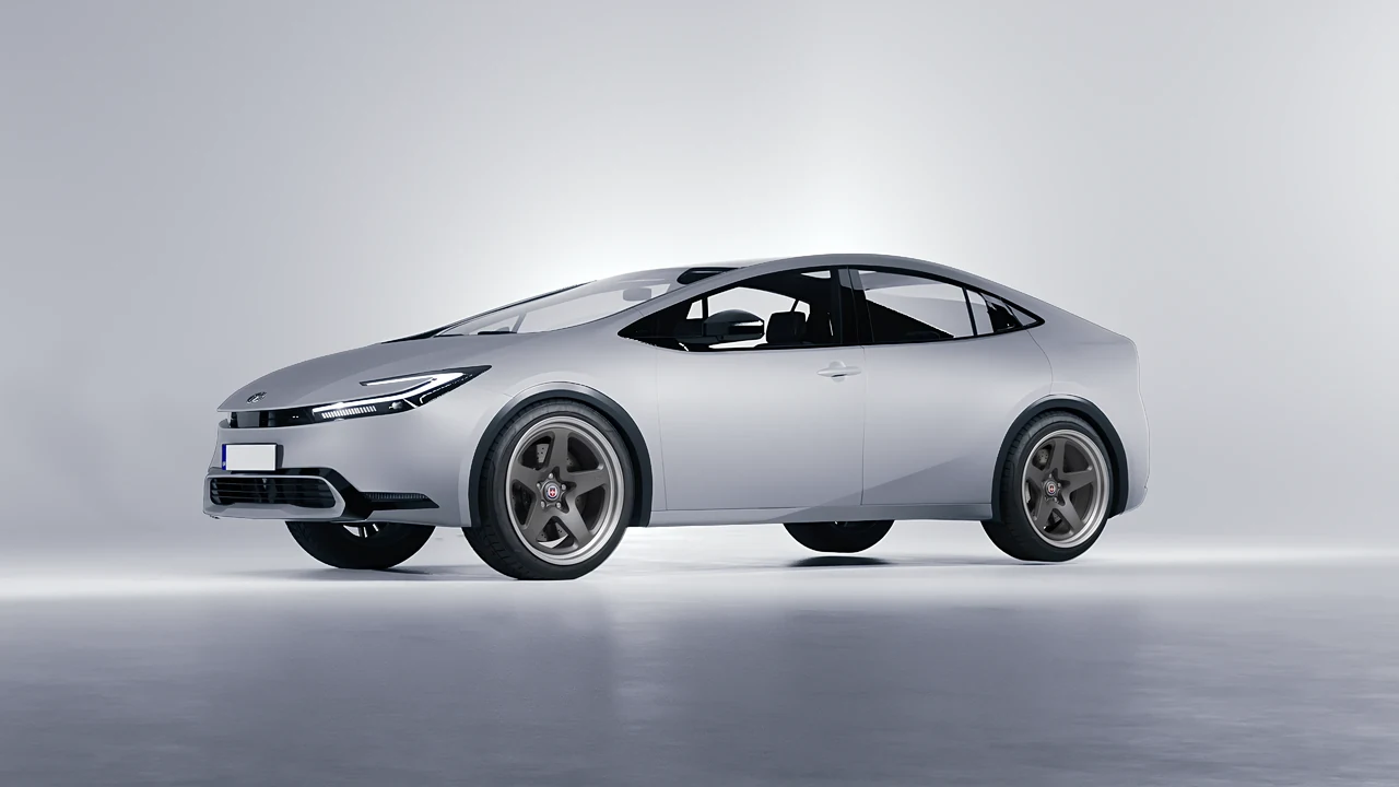 Toyota Prius 2023 on HRE Performance Wheels 527 forged wheels, front three-quarter view