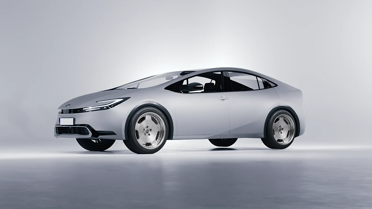 Toyota Prius 2023 on HRE Performance Wheels 544 forged wheels, front three-quarter view