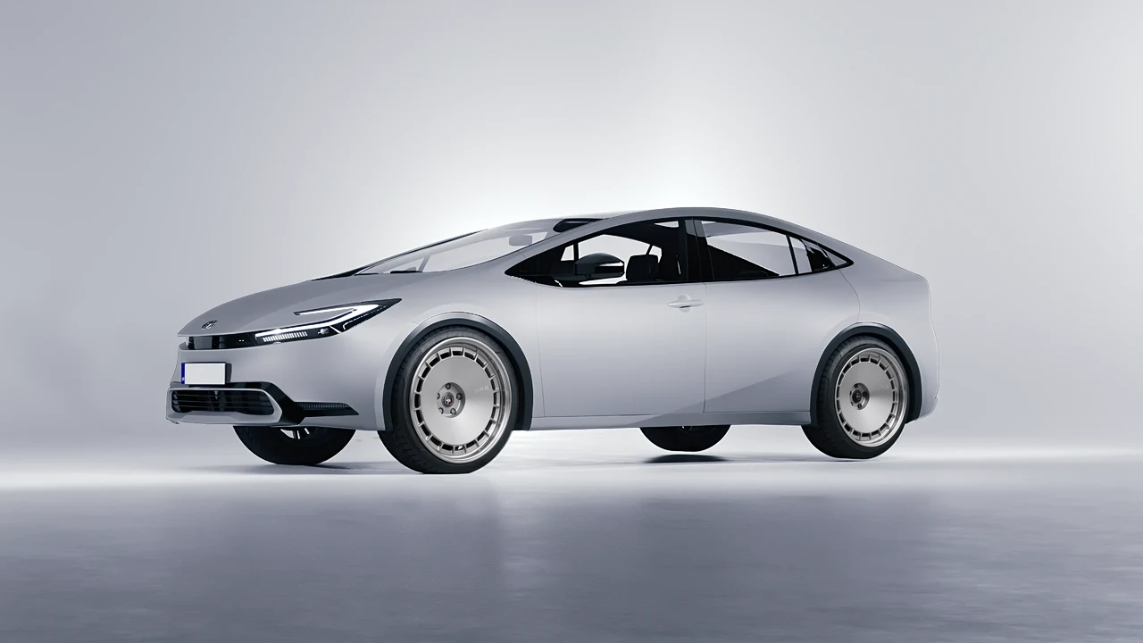 Toyota Prius 2023 on HRE Performance Wheels 935 forged wheels, front three-quarter view