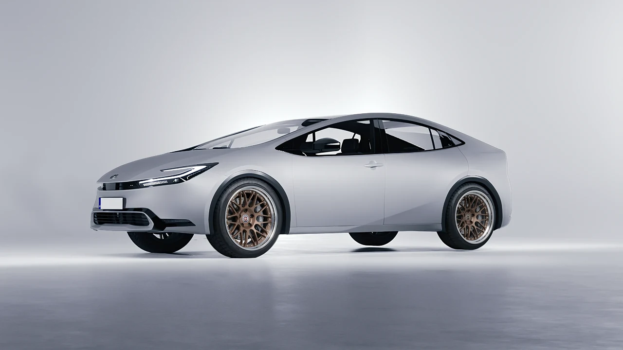 Toyota Prius 2023 on HRE Performance Wheels C100 forged wheels, front three-quarter view