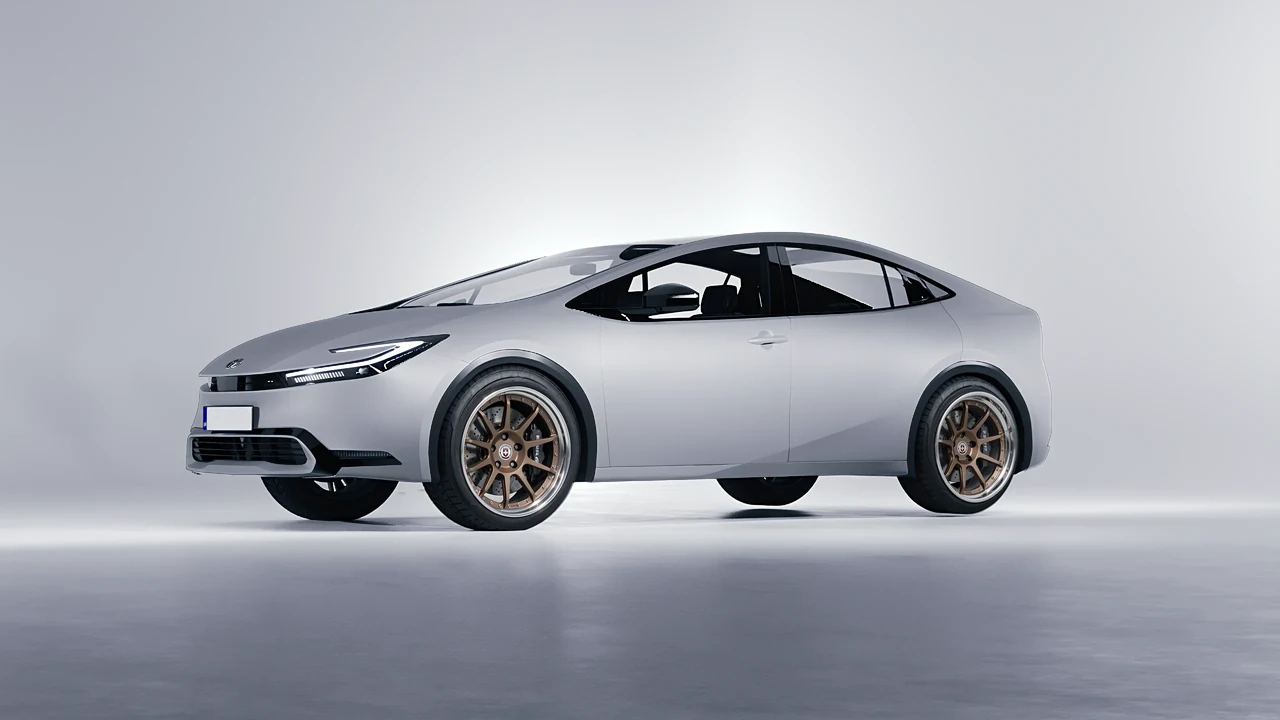 Toyota Prius 2023 on HRE Performance Wheels C103 forged wheels, front three-quarter view