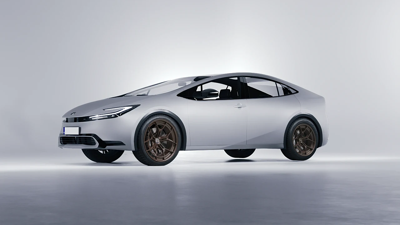 Toyota Prius 2023 on HRE Performance Wheels P301 forged wheels, front three-quarter view