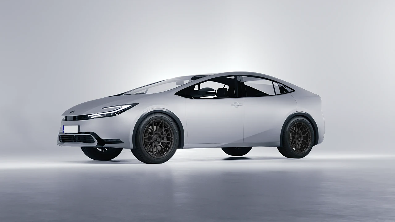 Toyota Prius 2023 on HRE Performance Wheels RC100 forged wheels, front three-quarter view