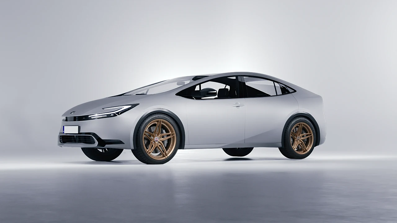 Toyota Prius 2023 on HRE Performance Wheels S107SC forged wheels, front three-quarter view