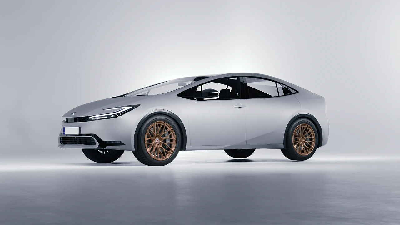 Toyota Prius 2023 on HRE Performance Wheels S200H forged wheels, front three-quarter view