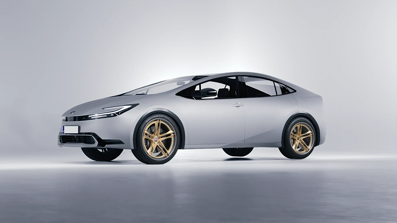 Toyota Prius 2023 on HRE Performance Wheels S207H forged wheels, front three-quarter view