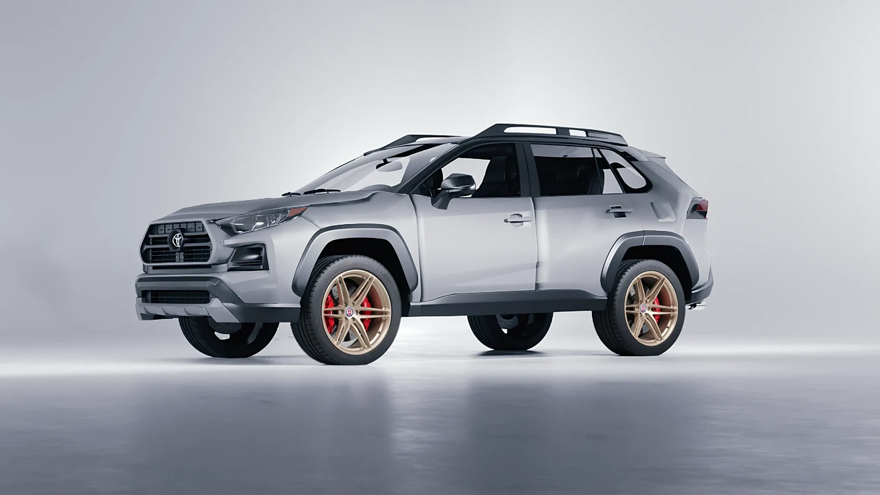 Toyota Rav4 TRD Off Road 2020 on HRE Performance Wheels P106 forged wheels, front three-quarter view