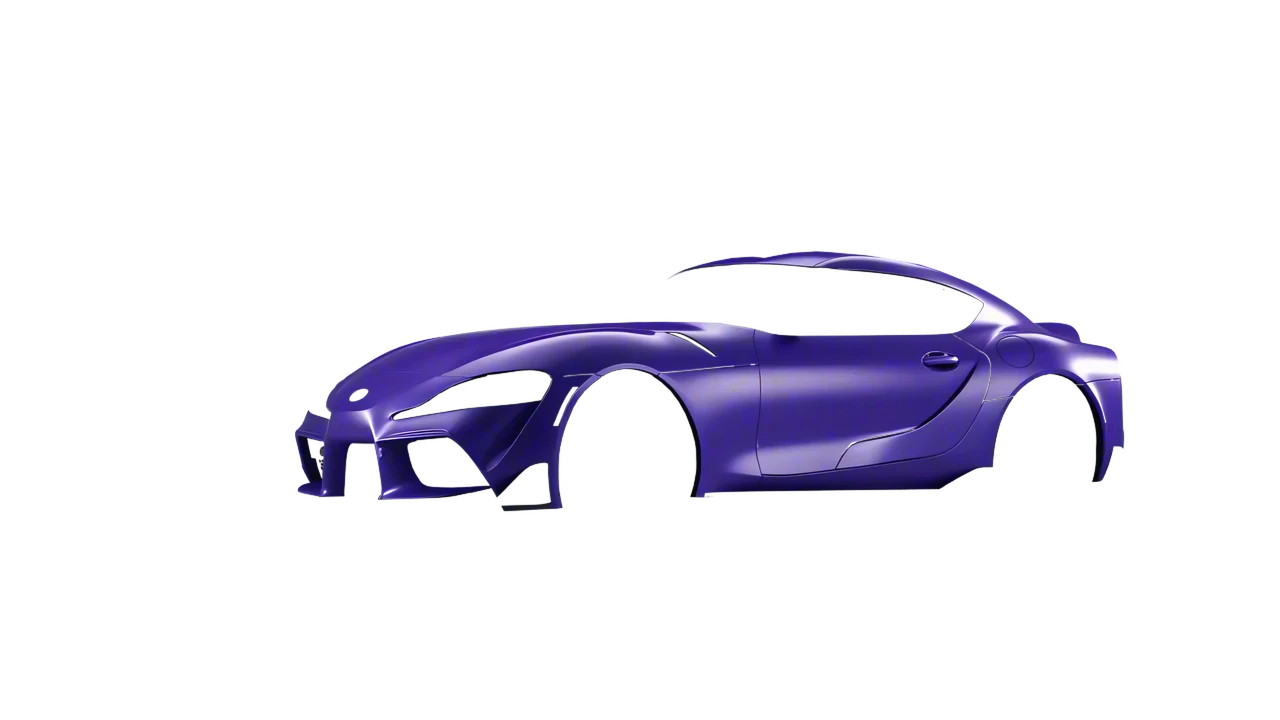 Toyota Supra GR 2020 wrapped in Purple (Avery Dennison SW900-587-D), front three-quarter view