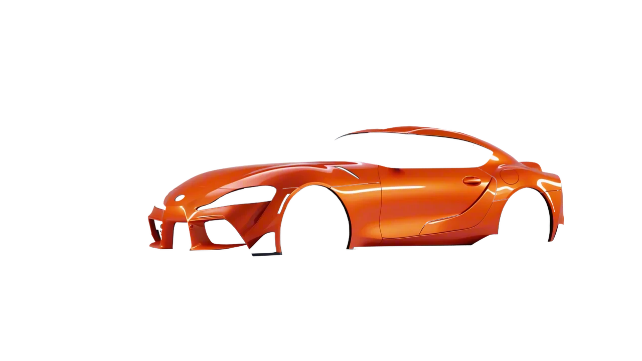 Toyota Supra GR 2020 wrapped in Fiery Orange (3M G364), front three-quarter view