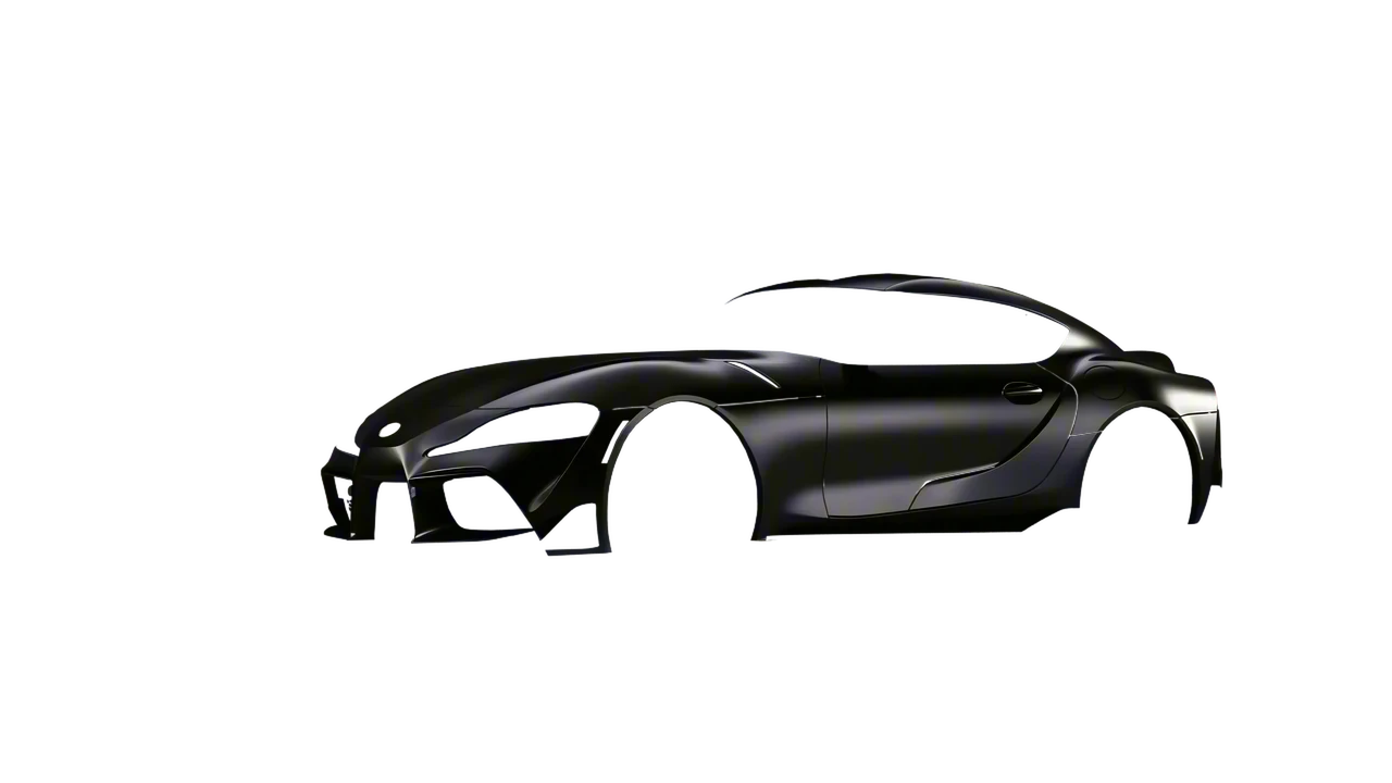 Toyota Supra GR 2020 wrapped in Mystery Black (Avery Dennison SW900-184-M), front three-quarter view
