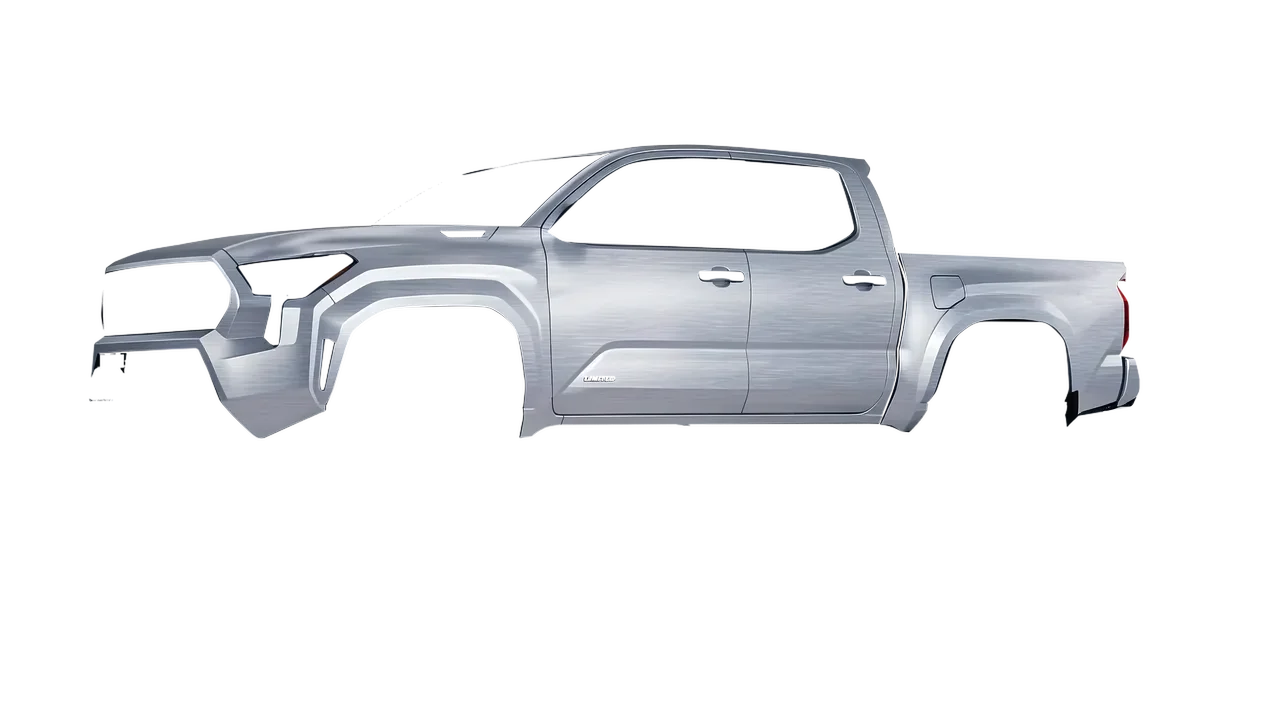 Toyota Tacoma 2024 wrapped in Brushed Aluminum (Avery Dennison SW900-812-X), front three-quarter view