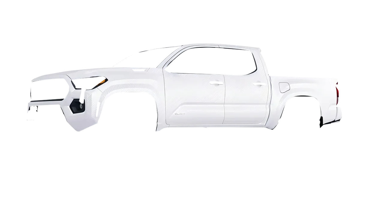 Toyota Tacoma 2024 wrapped in Carbon Fiber White (Avery Dennison SW900-115-X), front three-quarter view