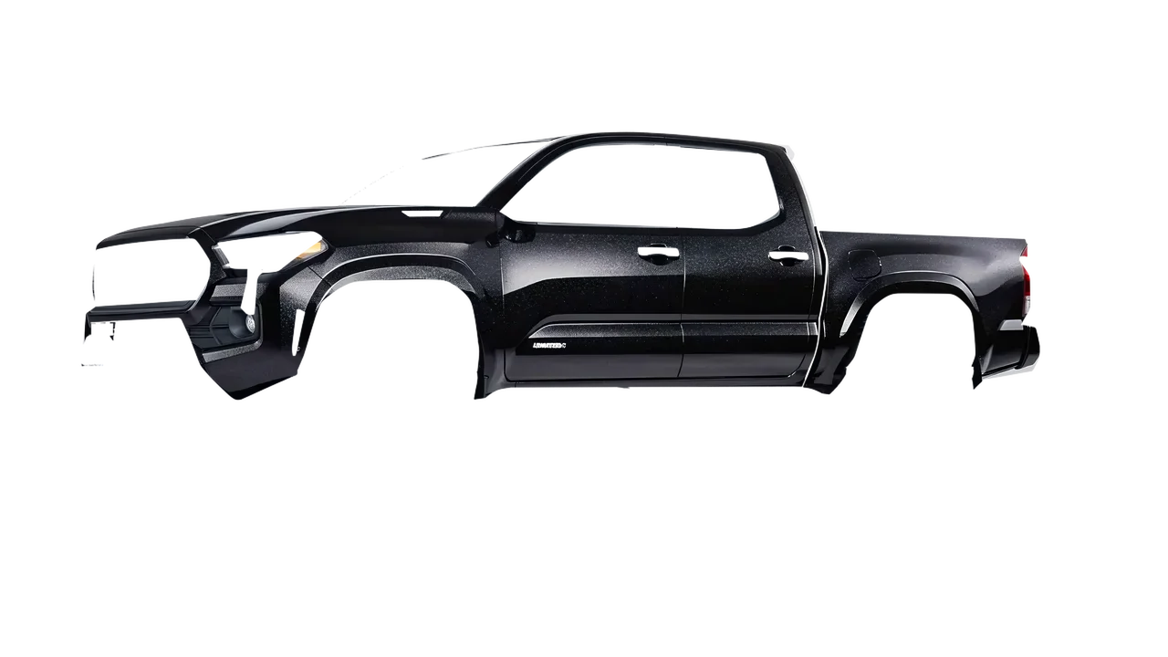 Toyota Tacoma 2024 wrapped in Mystery Black (Avery Dennison SW900-184-M), front three-quarter view