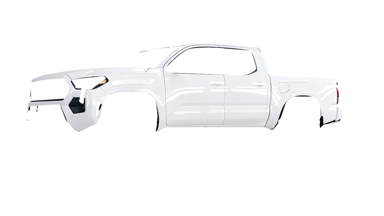 Toyota Tacoma 2024 wrapped in Gloss White (3M G10), front three-quarter view