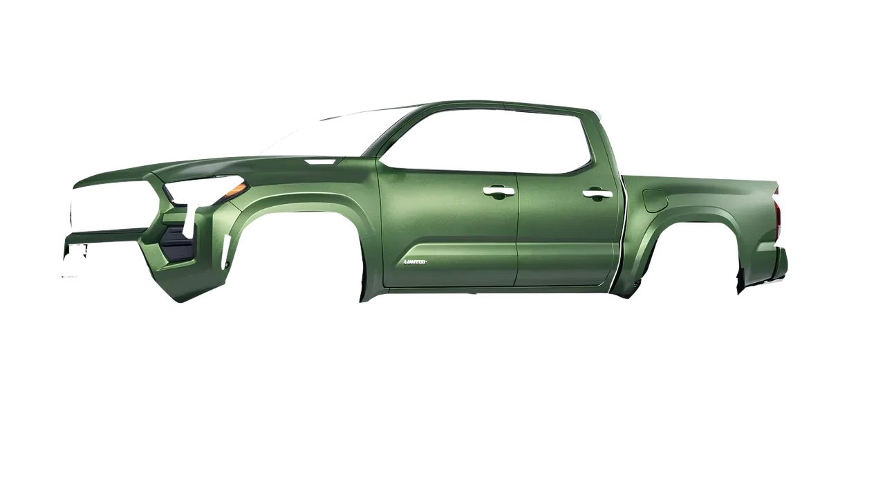 Toyota Tacoma 2024 wrapped in Apple Green (Avery Dennison SW900-745-M), front three-quarter view
