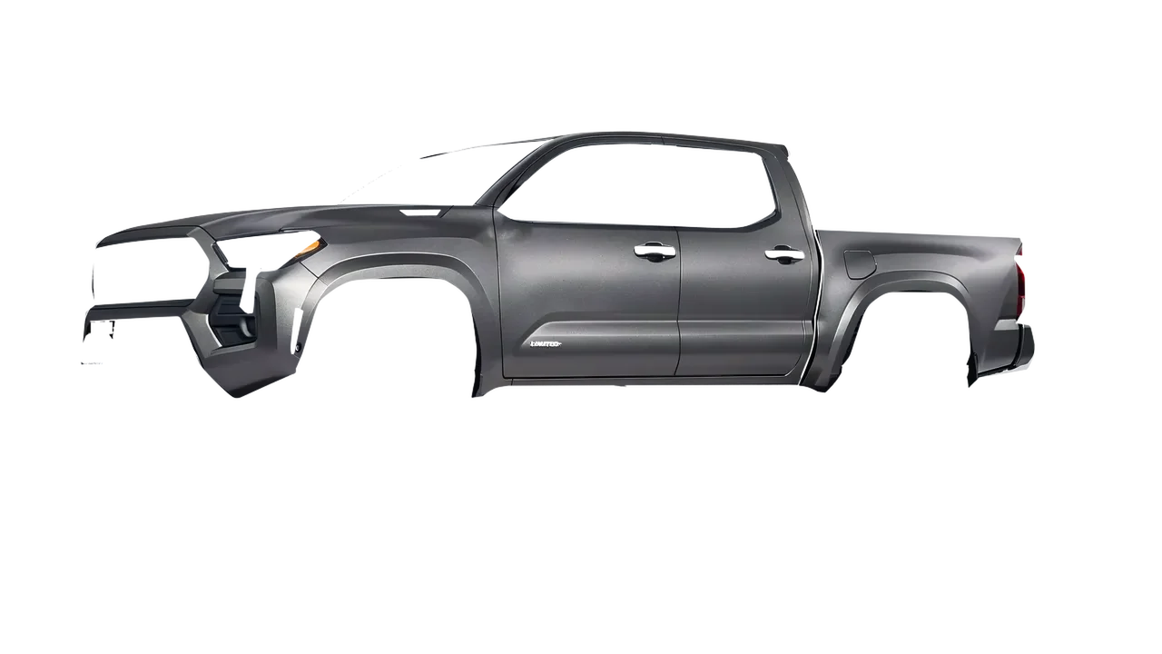 Toyota Tacoma 2024 wrapped in Black Rock Grey (Avery Dennison SW900-823-M), front three-quarter view