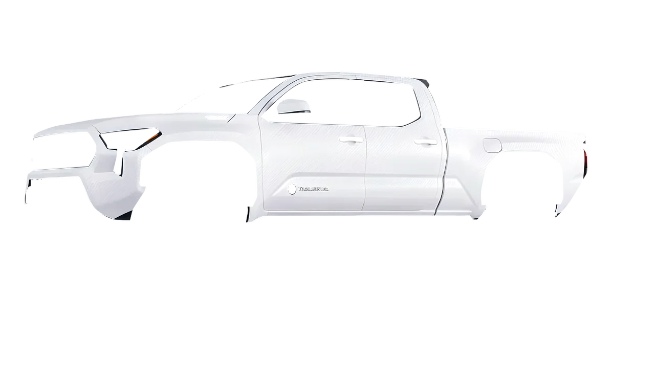 Toyota Tacoma Trailhunter 2024 wrapped in Carbon Fiber White (Avery Dennison SW900-115-X), front three-quarter view