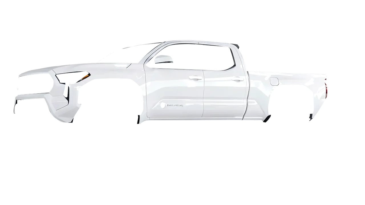 Toyota Tacoma Trailhunter 2024 wrapped in Gloss White (3M G10), front three-quarter view