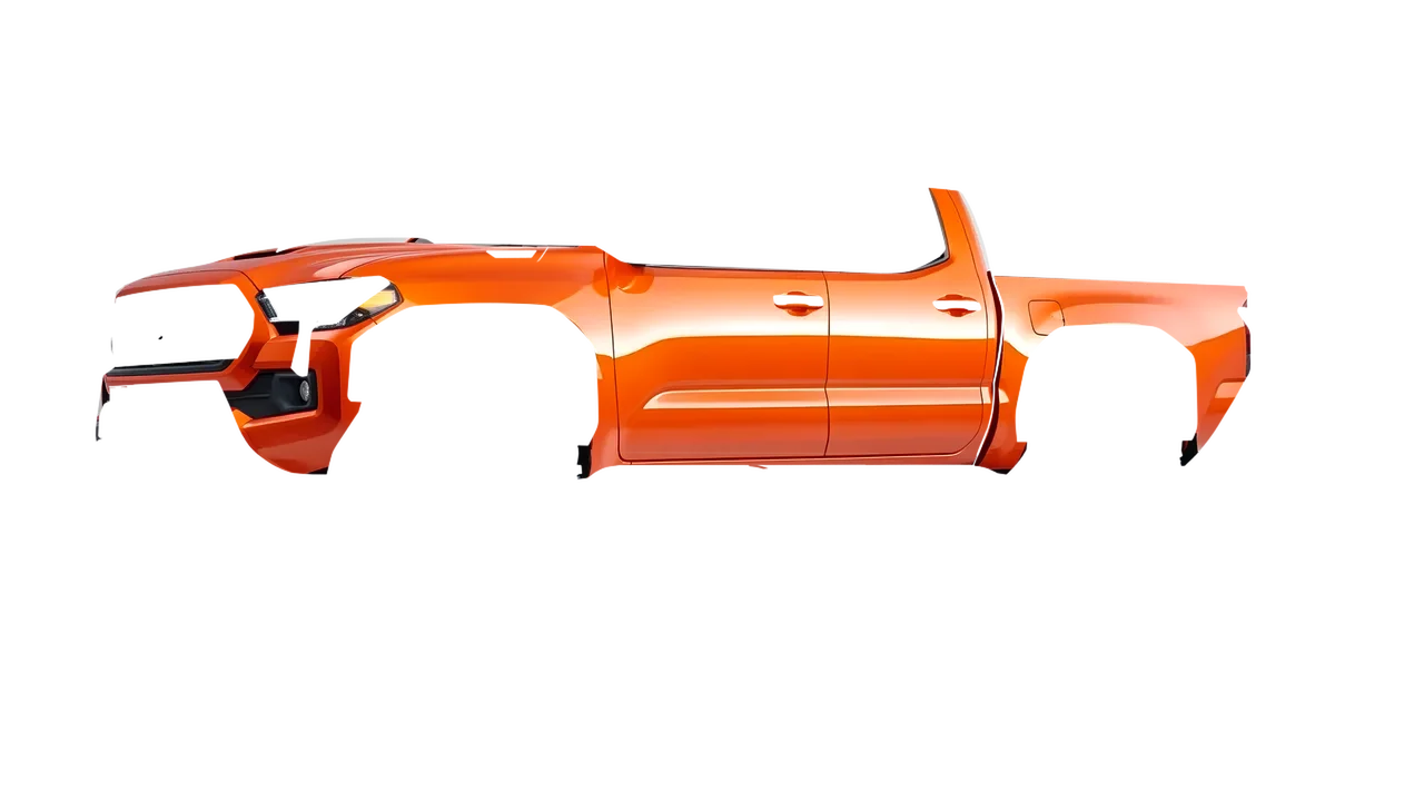 Toyota Tacoma TRD Pro 2024 wrapped in Fiery Orange (3M G364), front three-quarter view