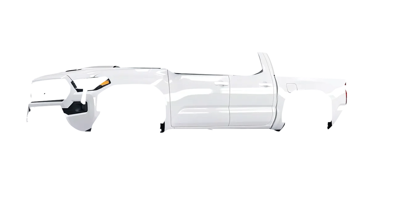 Toyota Tacoma TRD Pro 2024 wrapped in Gloss White (3M G10), front three-quarter view