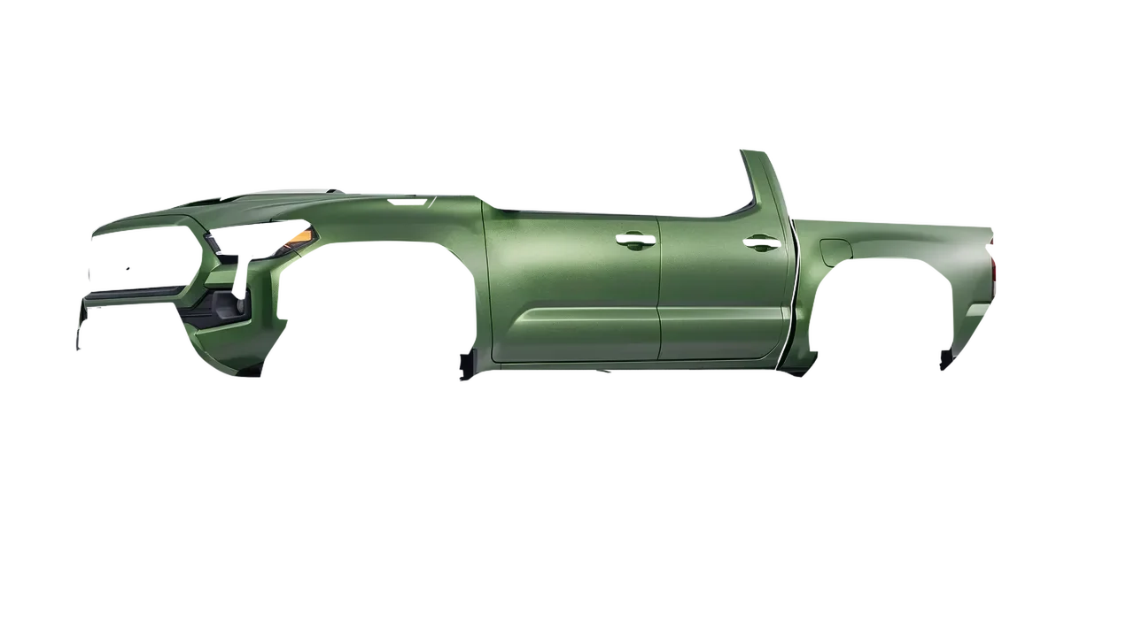Toyota Tacoma TRD Pro 2024 wrapped in Apple Green (Avery Dennison SW900-745-M), front three-quarter view