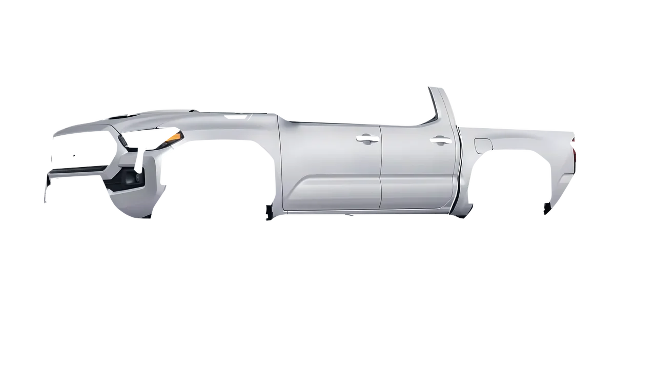 Toyota Tacoma TRD Pro 2024 wrapped in Matte Silver (3M M21), front three-quarter view