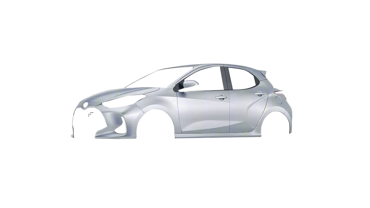 Toyota Yaris 2020 wrapped in Brushed Aluminum (Avery Dennison SW900-812-X), front three-quarter view