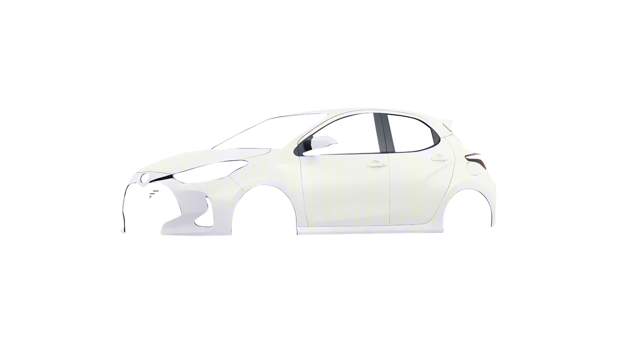 Toyota Yaris 2020 wrapped in Carbon Fiber White (Avery Dennison SW900-115-X), front three-quarter view