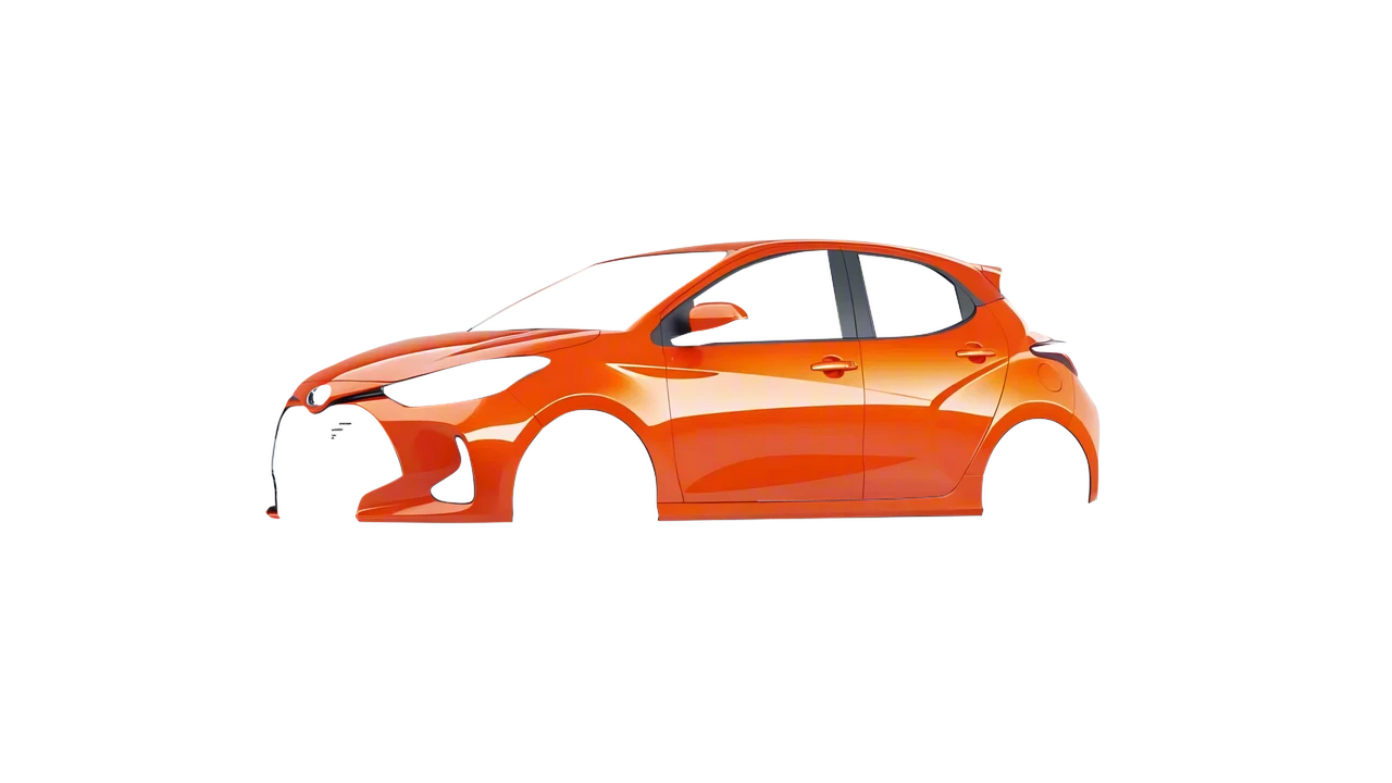 Toyota Yaris 2020 wrapped in Fiery Orange (3M G364), front three-quarter view