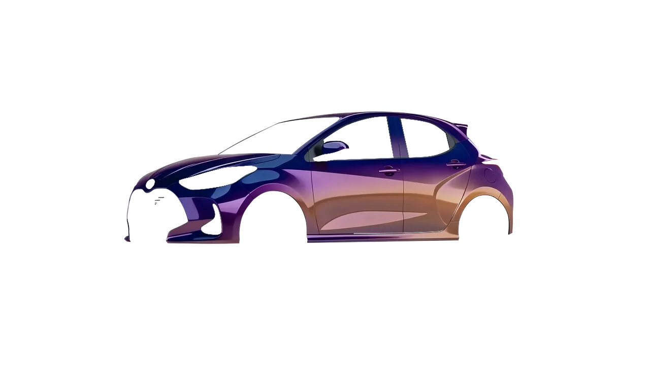 Toyota Yaris 2020 wrapped in Gloss Flip Deep Space (3M GP278), front three-quarter view