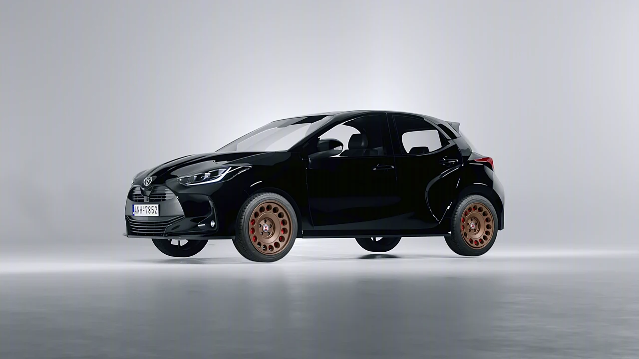 Toyota Yaris 2020 on HRE Performance Wheels 037-GTM forged wheels, front three-quarter view
