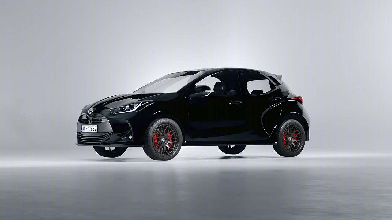 Toyota Yaris 2020 on HRE Performance Wheels 300-GT forged wheels, front three-quarter view