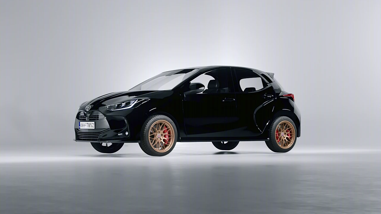 Toyota Yaris 2020 on HRE Performance Wheels 300-GTS forged wheels, front three-quarter view