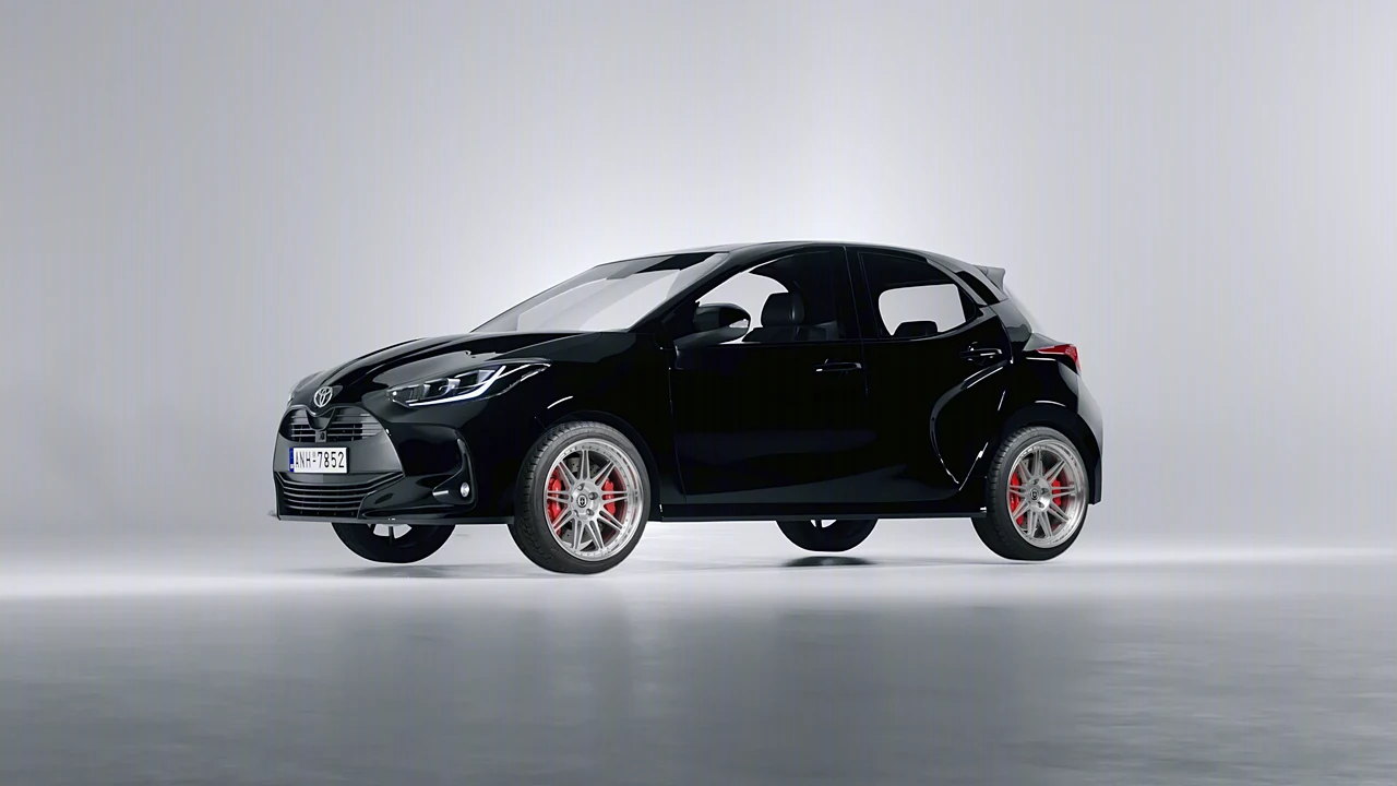 Toyota Yaris 2020 on HRE Performance Wheels 301 forged wheels, front three-quarter view