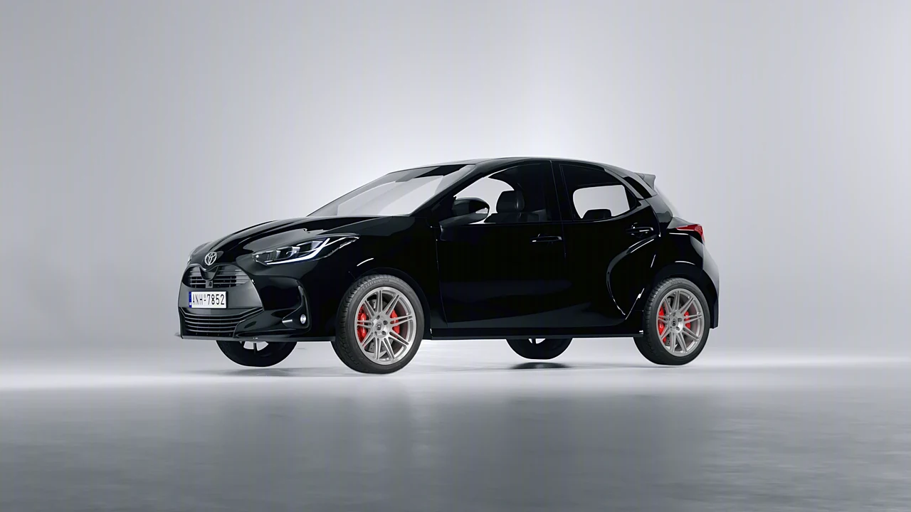 Toyota Yaris 2020 on HRE Performance Wheels 301M forged wheels, front three-quarter view