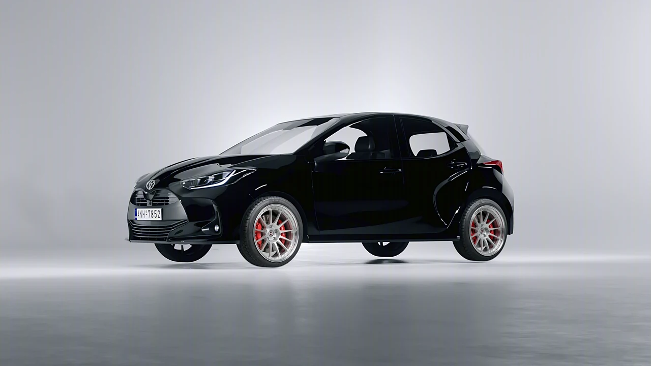 Toyota Yaris 2020 on HRE Performance Wheels 303 forged wheels, front three-quarter view