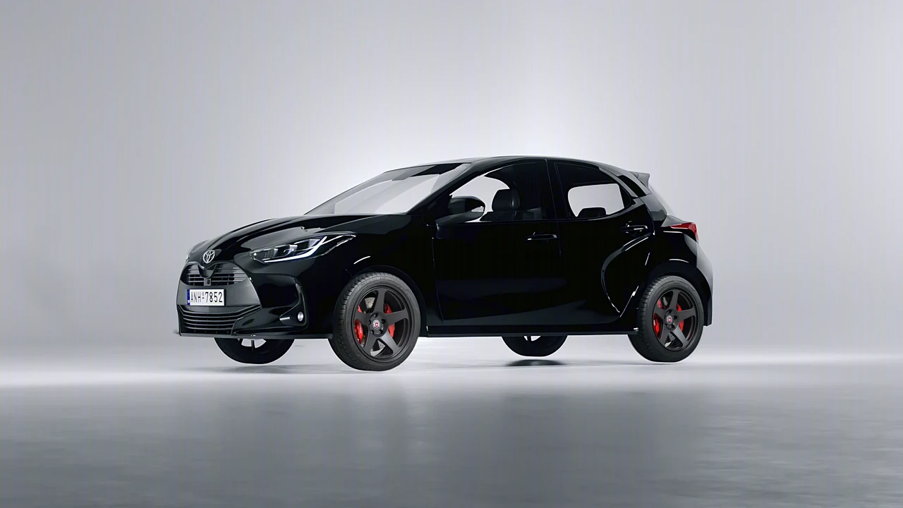 Toyota Yaris 2020 on HRE Performance Wheels 305-GT forged wheels, front three-quarter view
