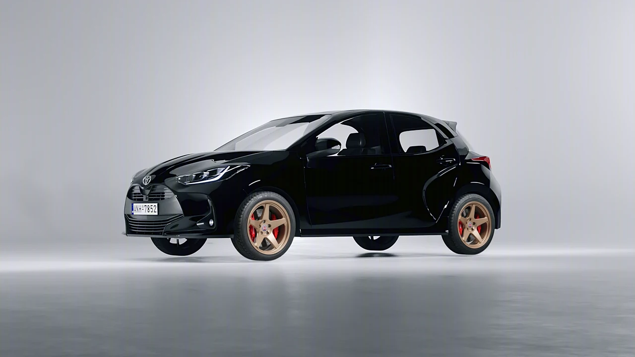 Toyota Yaris 2020 on HRE Performance Wheels 305-GTS forged wheels, front three-quarter view