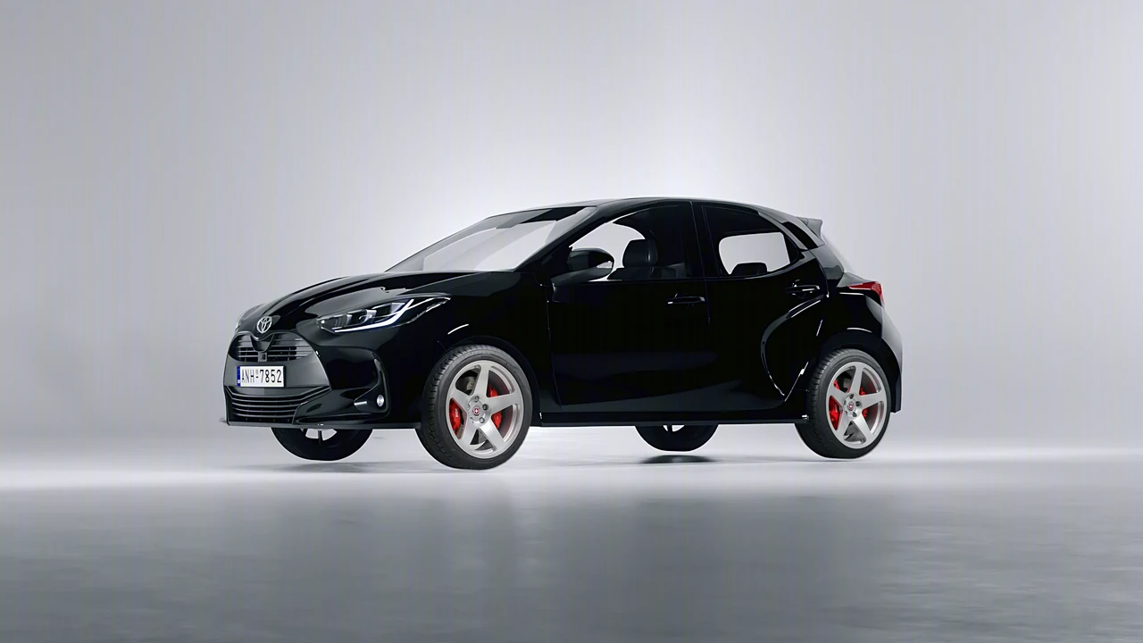 Toyota Yaris 2020 on HRE Performance Wheels 305M forged wheels, front three-quarter view